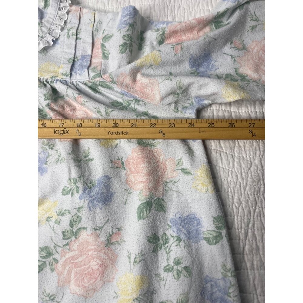 Vintage Lanz of Salzburg Long Sleeve Cotton Flannel Nightgown S Pastel Floral - Picture 8 of 10
